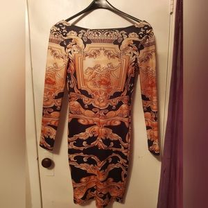 Never Before Worn ChicMe 3/4 Length Baroque Patterned Backless Dress